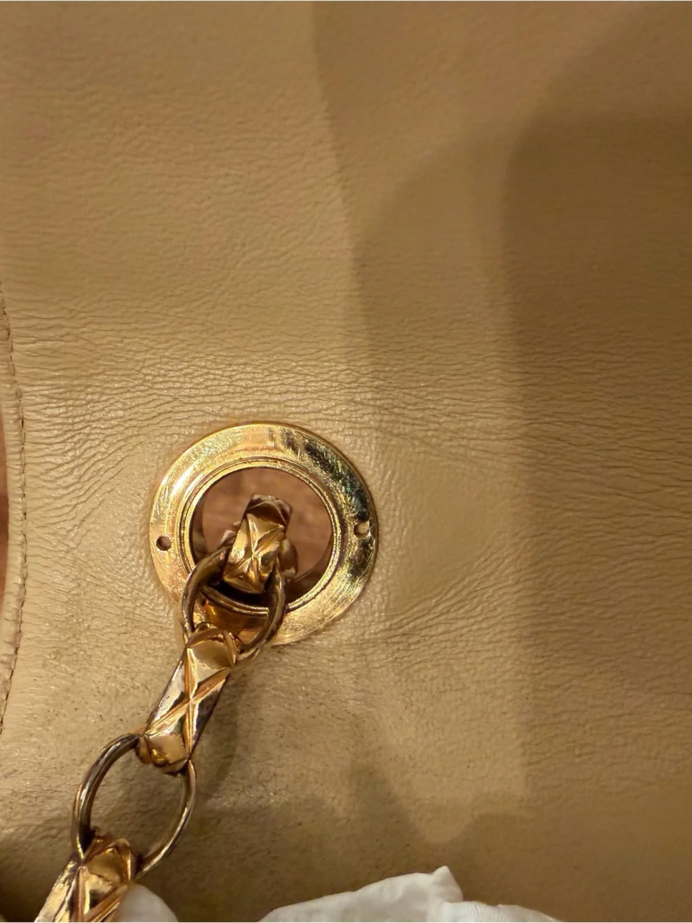 CHANEL Quilted Shoulder Bag in Tan with Gold Hardware